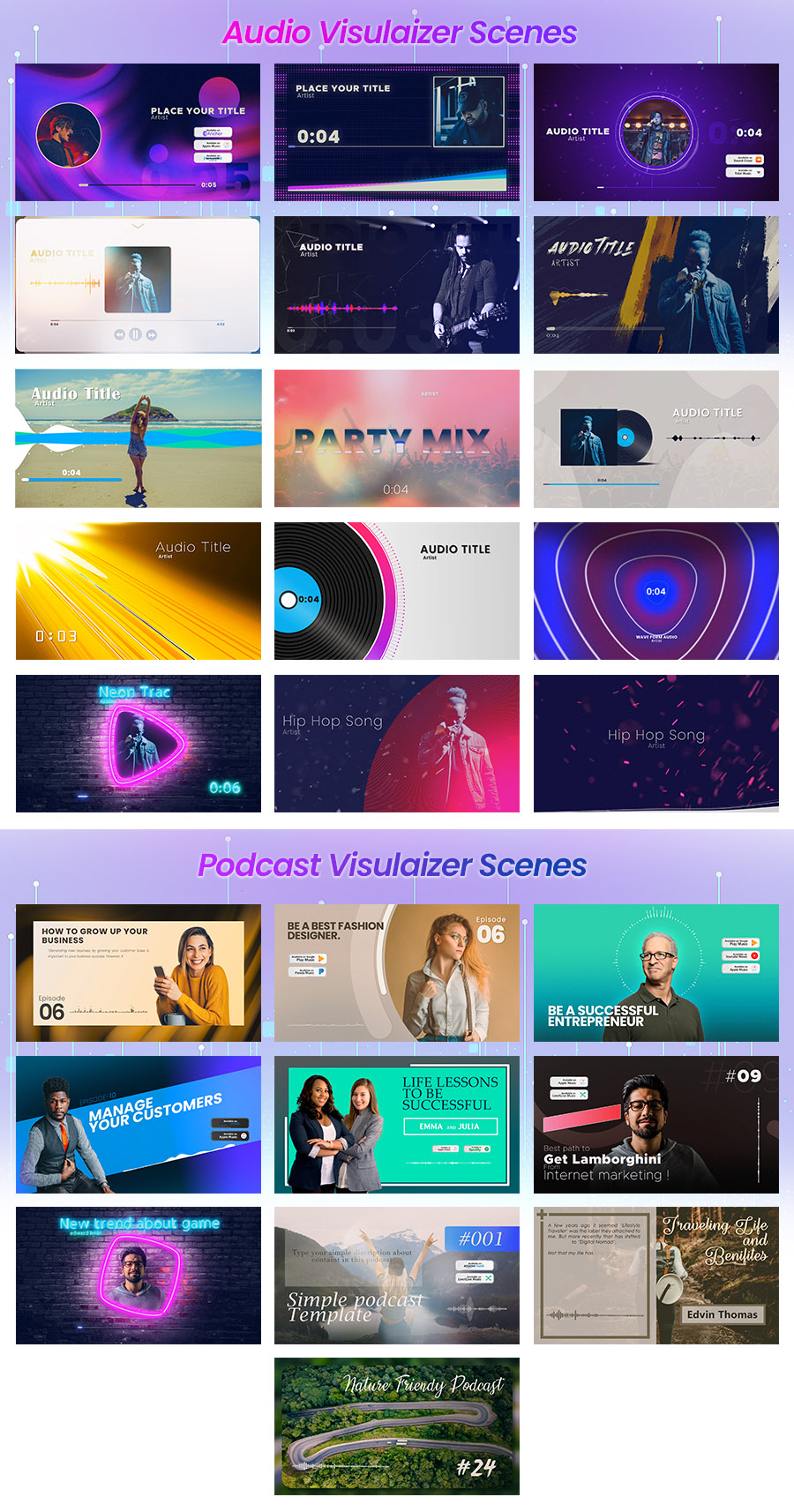 پروژه افترافکت ویژوالایزر صدا Podcast Audio Visualizer Pack