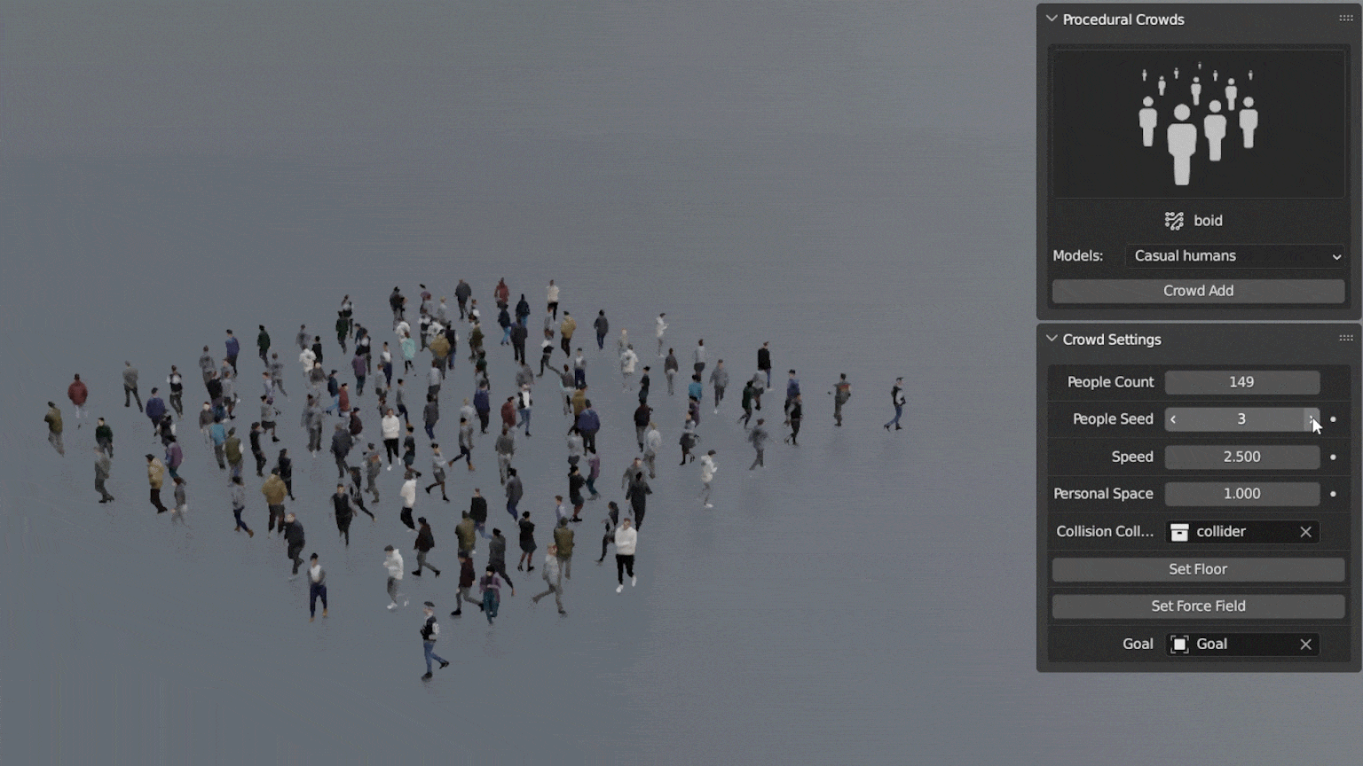 پلاگین بلندر Procedural Crowds