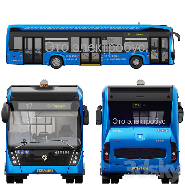 مدل سه بعدی اتوبوس برقی Electrobus Kamaz 6282