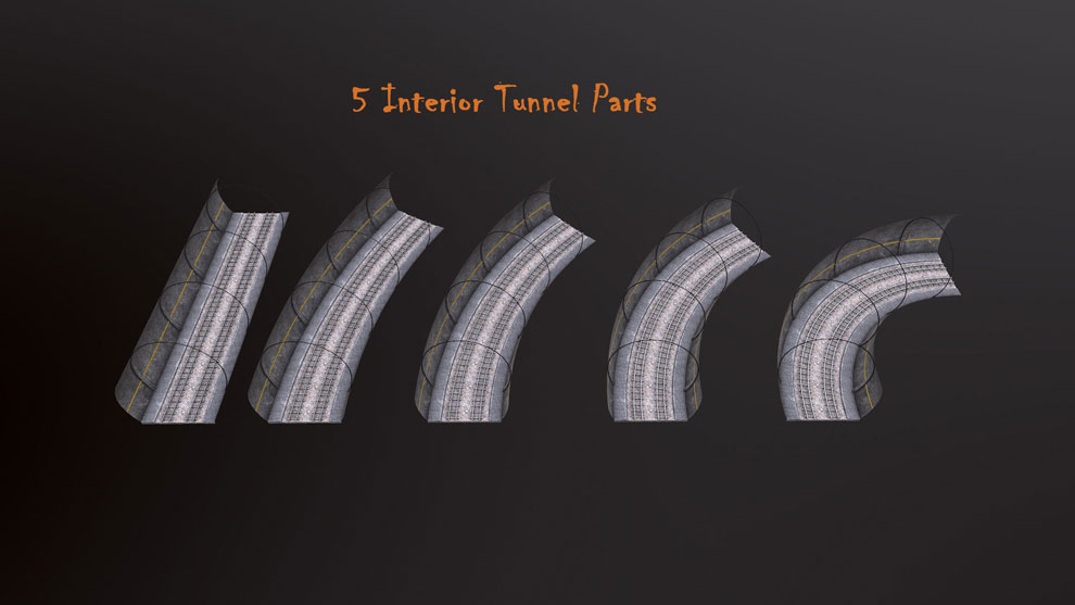 مدل سه بعدی تونل ریل قطار