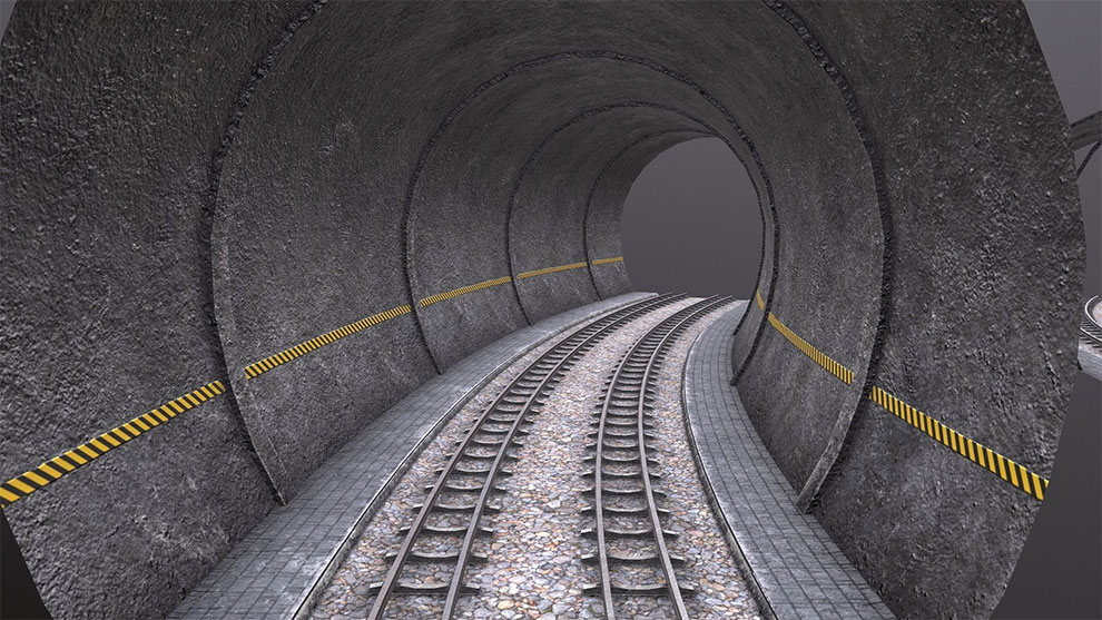 مدل سه بعدی تونل ریل قطار