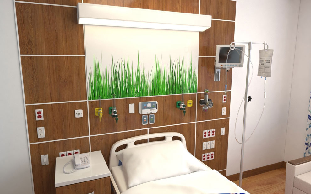 مدل سه بعدی اتاق بیمار در بیمارستان