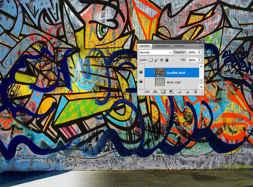 آموزش ایجاد افکت نقاشی دیواری گرافیتی در ادوبی فتوشاپ