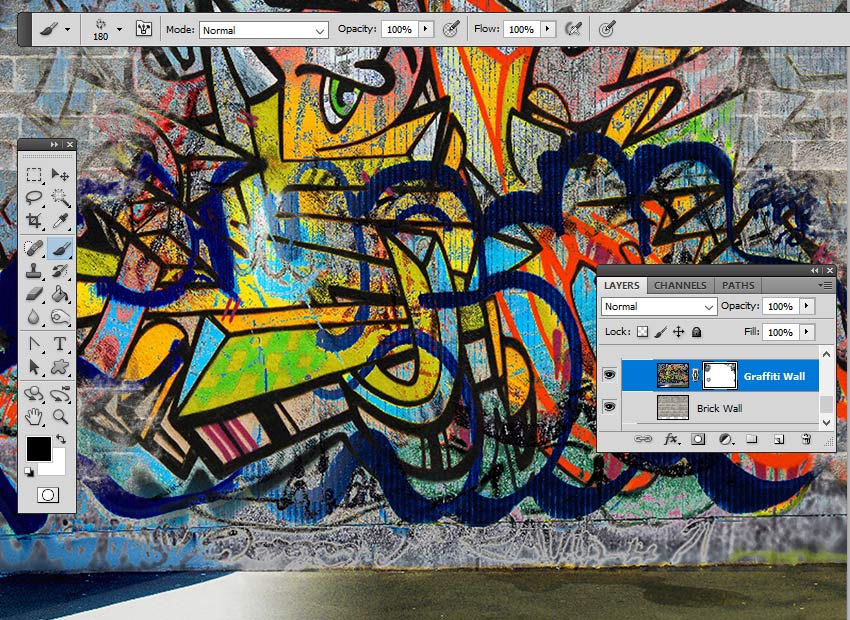 آموزش ایجاد افکت نقاشی دیواری گرافیتی در ادوبی فتوشاپ