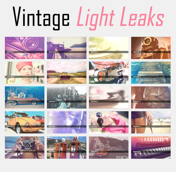 مجموعه موشن گرافیک ترانزیشن نوری Vintage Light Leaks