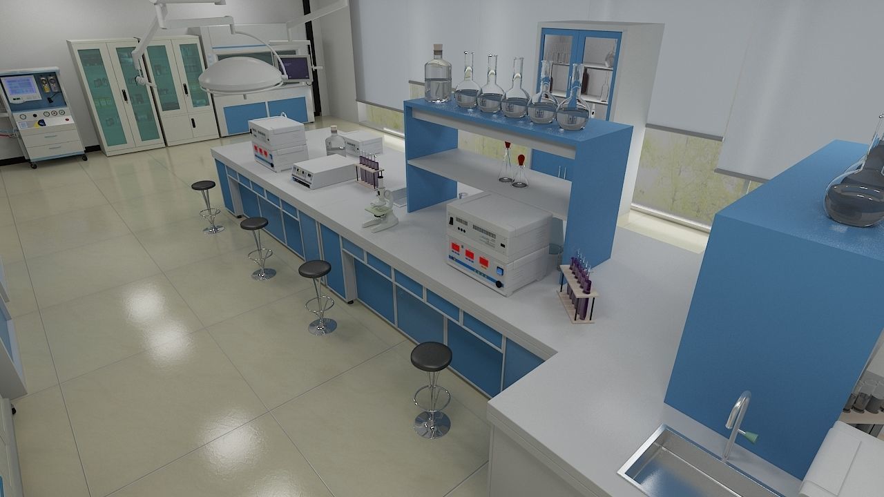صحنه آماده سه بعدی آزمایشگاه Laboratory 3D Model.