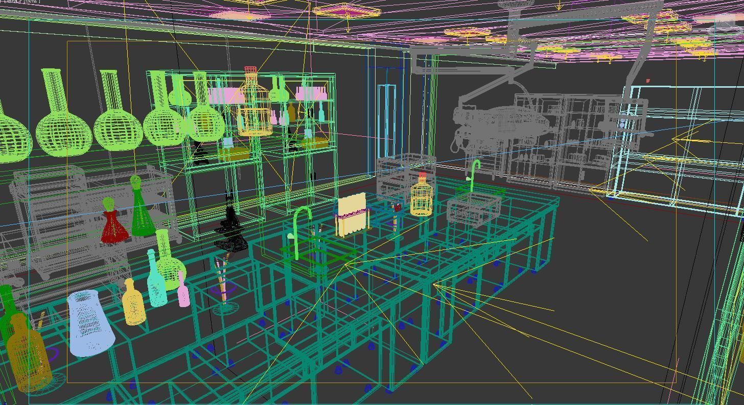 صحنه آماده سه بعدی آزمایشگاه Laboratory 3D Model.